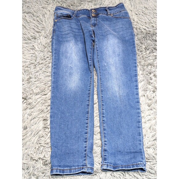 Sandpiper Jeans Womens 10‎ Petite 10P Blue Mid Rise Skinny Stretch Denim 32x26 - Picture 1 of 13